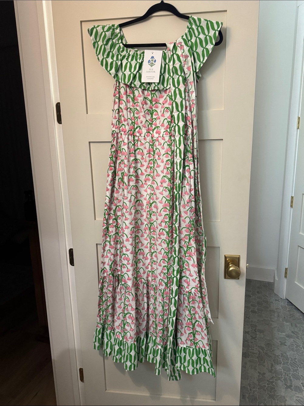 Sue sartor Marias sleeveless maxi dress guava Kelly green - Picture 3 of 10